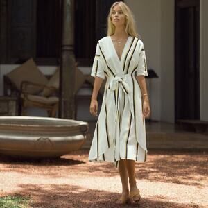 Sancia Anika Womens Dress Small Party Cocktail Midi Linen Blend Beach Lagenlook